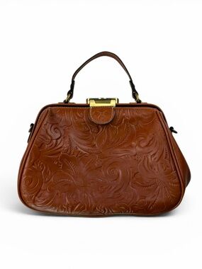 Patricia Nash Gracchi Hand-Tooled Leather Satchel Handbag in Brown